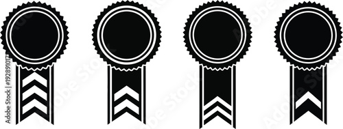 Four black and white blank ribbons with chevron patterns