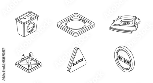 Laundry and cleaning icon set
