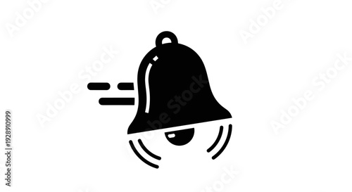 Black Bell Icon with Sound Waves.