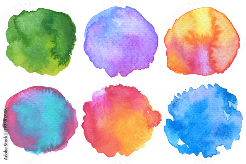 Collection of hand-painted watercolor stains and abstract splashes. Perfect for background design, branding, creative invitations, and artistic digital projects. Transparent background illustration.