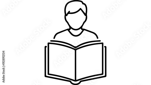 Premium vector of Person reading open book outline icon vector isolated on white background