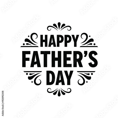 Vector illustration icon happy fathers day greeting card design with elegant typography and decorative elements