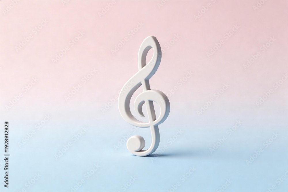 Obraz premium White treble clef on pastel background