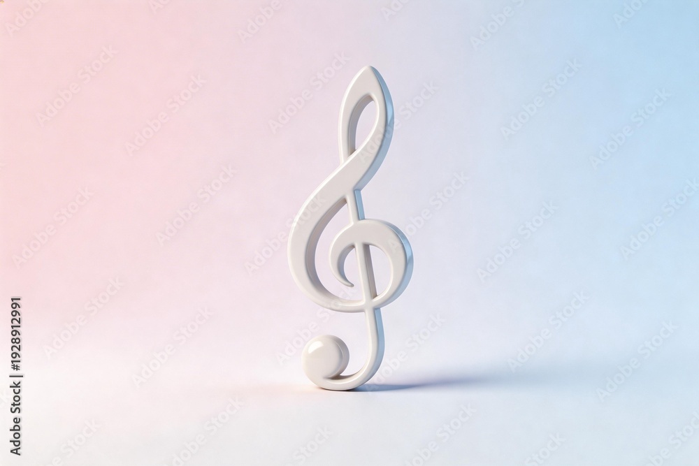 Obraz premium White music treble clef on pastel background