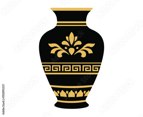 Elegant Black And Gold Decorative Greek Vase