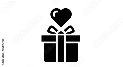Black gift box with heart.