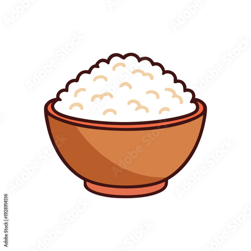 Rice in a bowl icon vector illustration