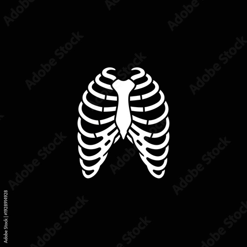 Minimalist graphic illustration of a human rib cage, ideal as an anatomical symbol for medical, health, and scientific education designs