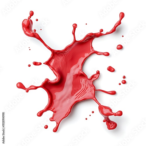 Vibrant Red Paint Splash Isolated on White Background for Creative Abstract Designs