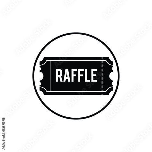 Vector illustration icon black and white raffle ticket icon in a circle