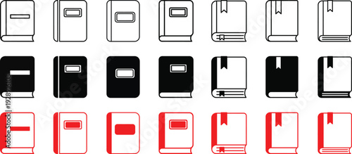 Book Icons Set – Reading, Notebook, Library and Bookmark Symbols