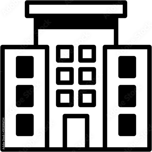 Hotel Building and Travel Accommodation Vector Icon