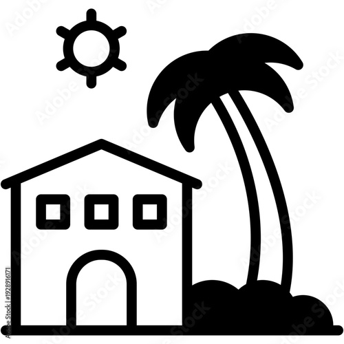 Beach Resort and Vacation Hotel Vector Icon