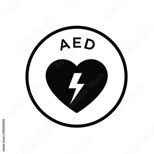 Vector illustration icon black and white icon of automated external defibrillator symbol