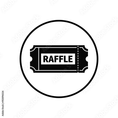 Vector illustration icon black raffle ticket icon in a circle