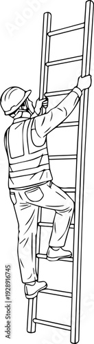 사다리를 오르는 작업자