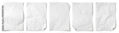 Obraz na płótnie white paper wrinkled poster template ,blank glued creased paper sheet mockup
