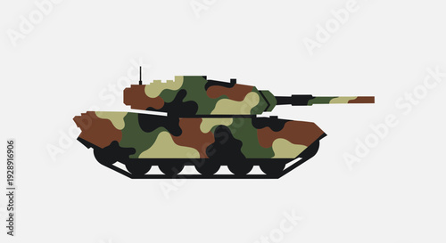 Camouflaged Military Tank Vector Illustration