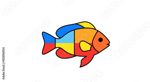 Colorful Abstract Fish Illustration, Geometric Design, Simple Vector Art