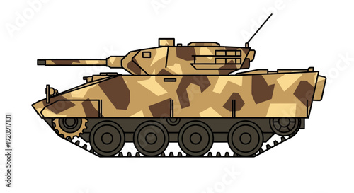 Desert Camouflage Armored Combat Vehicle Illustration