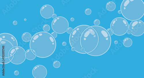 Floating Bubbles Background - Clear Spheres on Blue Sky