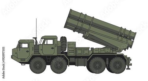 Military Rocket Launcher Truck - Armored Vehicle with Missile System