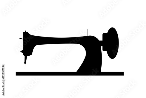 Vintage Sewing Machine Silhouette Vector Icon