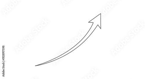 Upward trending arrow, growth concept, isolated on white background