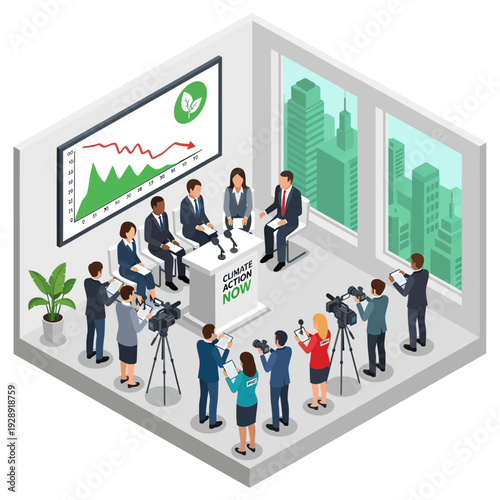 Climate Action Now Press Conference with Panelists and Media Crew.