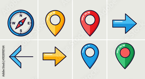 Navigation Icons: Compass, Map Pins, and Arrows Free Download Navigation Icons: Compass, Map Pins, and Arrows - GFXLoad