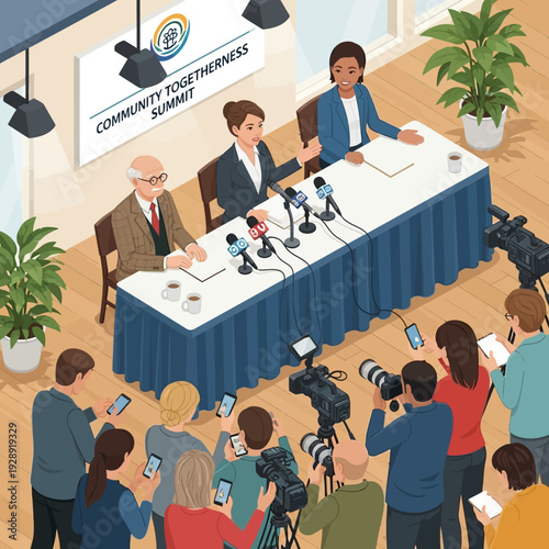 Panelists addressing a press conference at the Community Togetherness Summit.