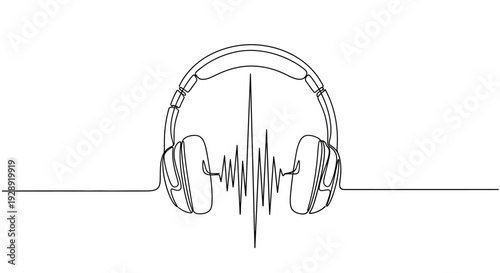 Headphones with sound wave on white background teydhc