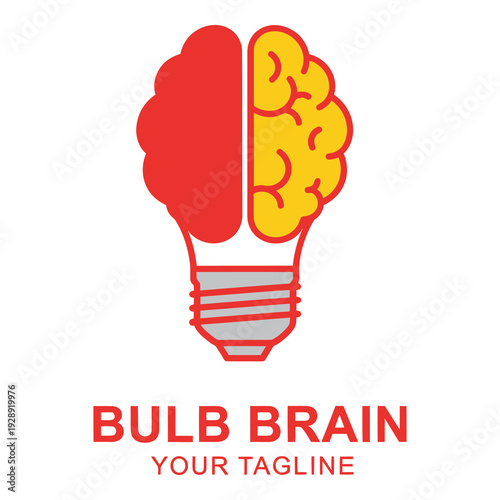 Light bulb with brain inside creative idea concept symbol icon