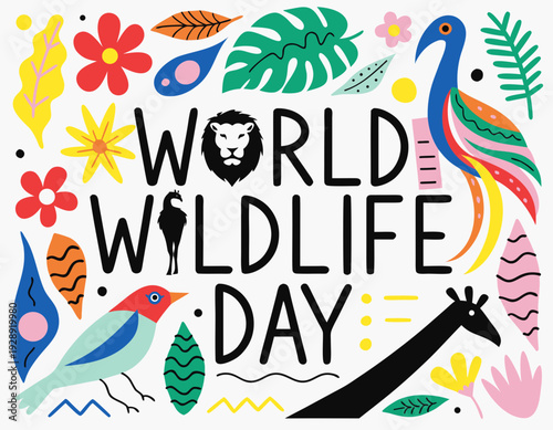 Wildlife Protection Awareness Vector, World Wildlife Day Environmental Design