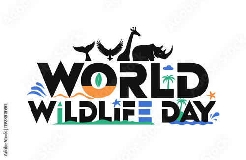 WORLD WILDLIFE DAY vector illustration isolated on white background