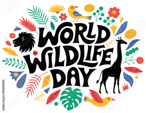 WORLD WILDLIFE DAY vector illustration isolated on white background