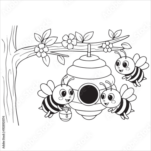 Busy Worker Bees in the Garden
