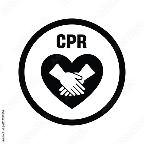 Vector illustration icon cpr icon with handshake in heart shape