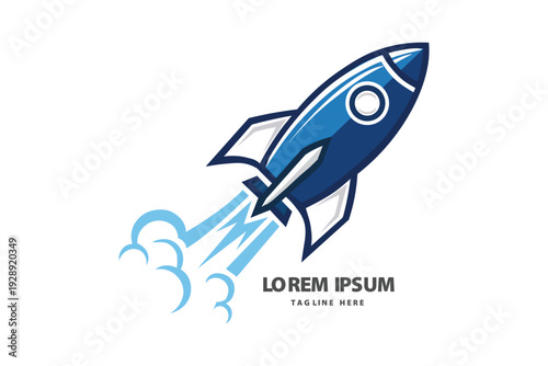 Rocket Ship Launching into Space Vector Icon