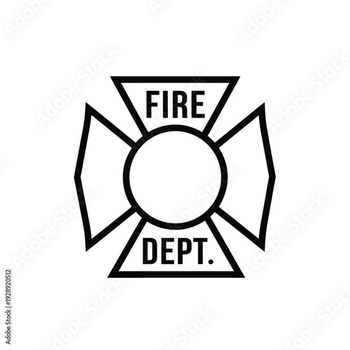 Vector illustration icon black fire department emblem with fire dept text