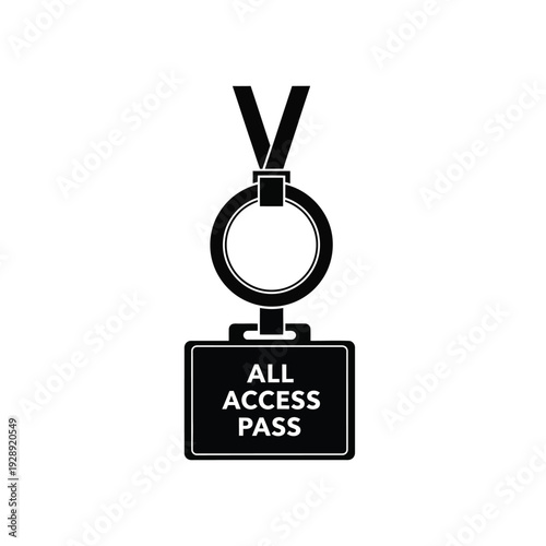 Vector illustration icon black all access pass vip badge icon with ribbon