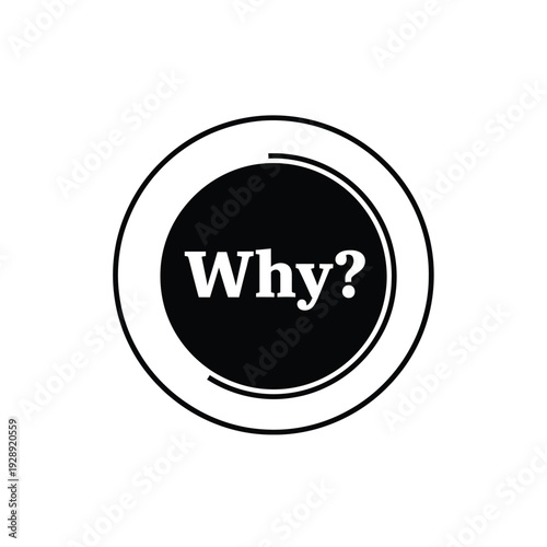 Vector illustration icon black circle with white why question mark