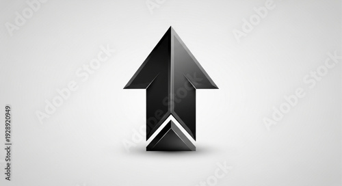 Glossy Black Arrow Pointing Upwards.