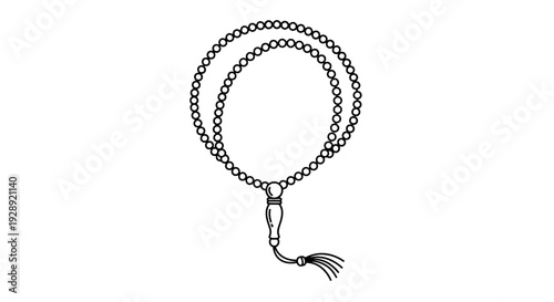 Ramadan prayer beads illustration with tassel on white background