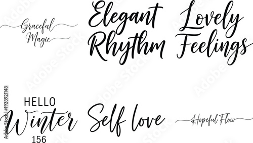 Elegant Calligraphy Phrases on White Background