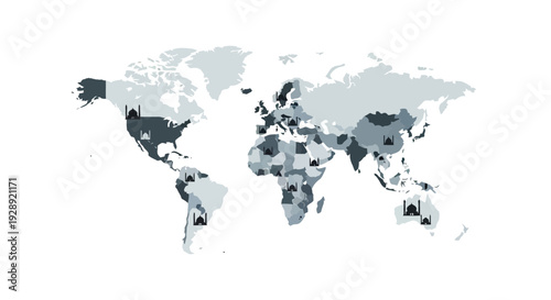 Global map showing Ramadan celebrations around the world in various shades