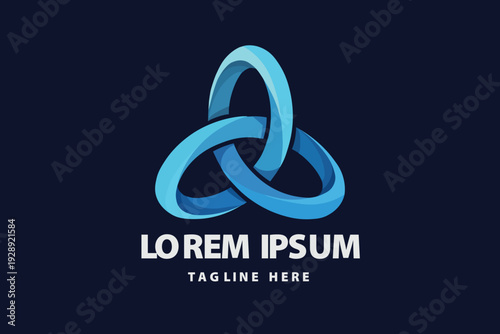 Abstract Blue Infinity Interlocking Rings Logo