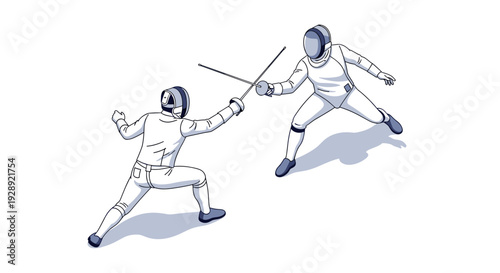 Fencers Engaged in Combat with Swords.