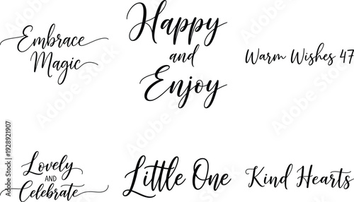 Happy Enjoy Quotes and Wishes in Elegant Script Font