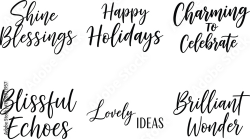 Holiday Greeting Phrases in Elegant Script Font